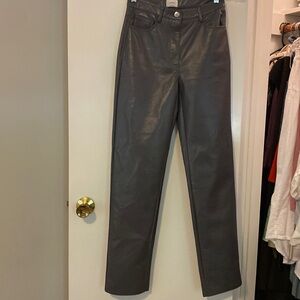 WILFRED ARITZIA GREY VEGAN LEATHER PANTS